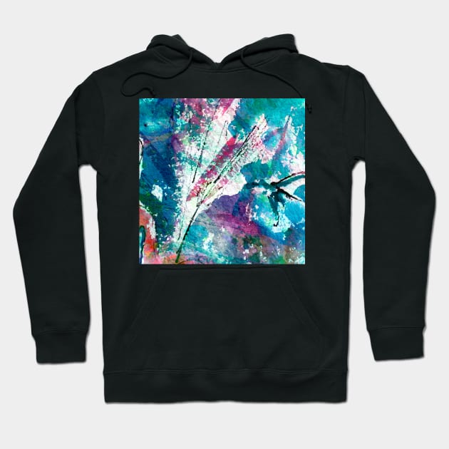 Intuitive Organic Abstract Watercolor in Blue Hoodie by GinetteArt